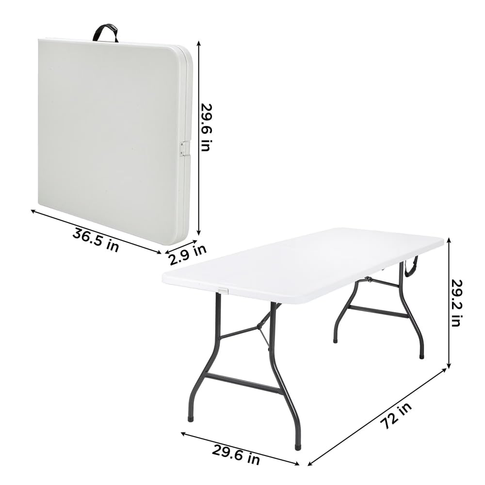 6 ft White Speckle Folding Utility Table H201929
