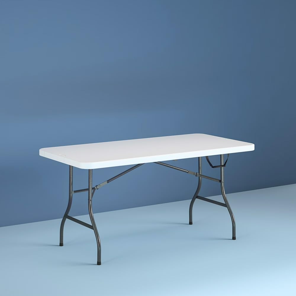 6 ft White Speckle Folding Utility Table H201929