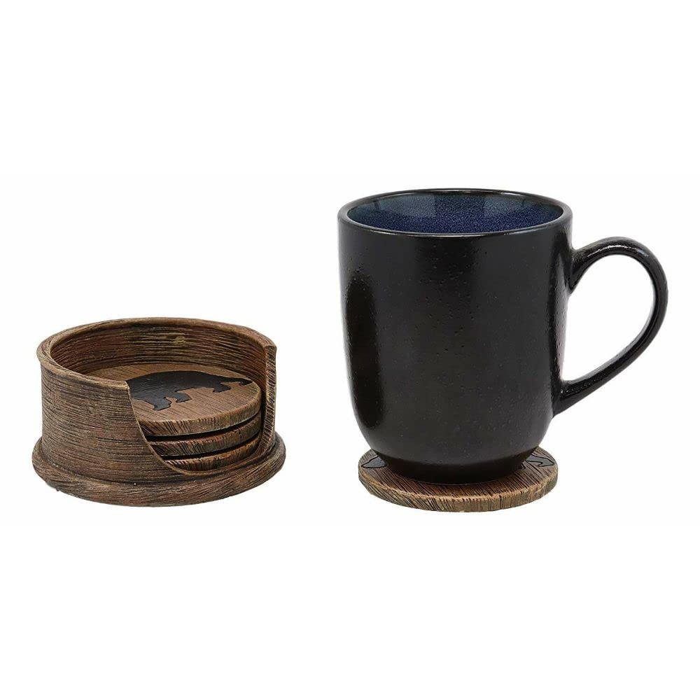 Black Bear Coaster Holder with 4 Round Coasters B9962