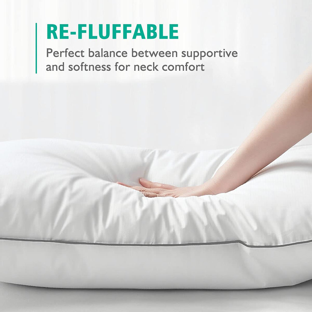 Organic Feather Down Pillows Set of 2 King Size 100% Cotton Cover G9583