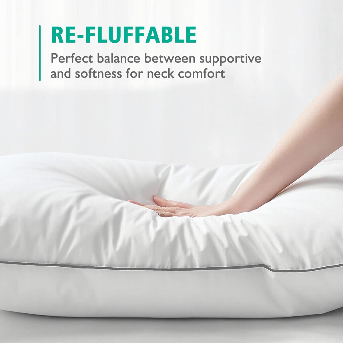 Organic Feather Down Pillows Set of 2 King Size 100% Cotton Cover G9583