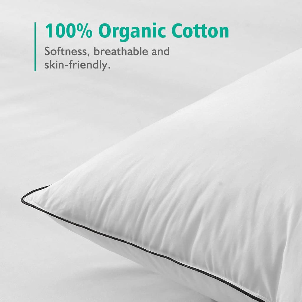 Organic Feather Down Pillows Set of 2 King Size 100% Cotton Cover G9583