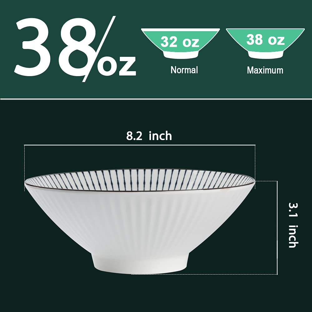 38 oz Ceramic Ramen Bowls Set of 4 V37350