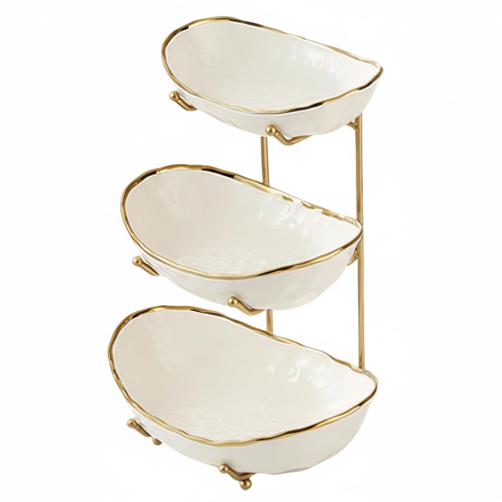 3-Tier Ceramic Fruit Bowl with Stand Z804