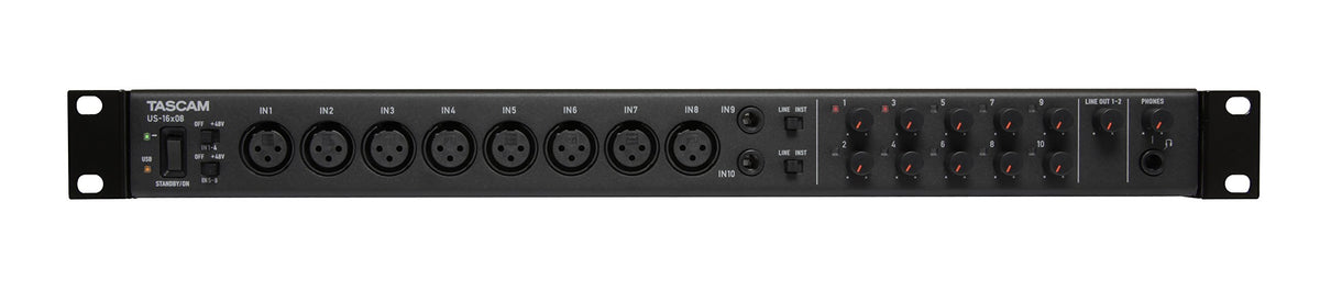 Rackmount USB Audio/MIDI Interface, 8 XLR/8 1/4" Inputs, 8 Outputs, Black G540392