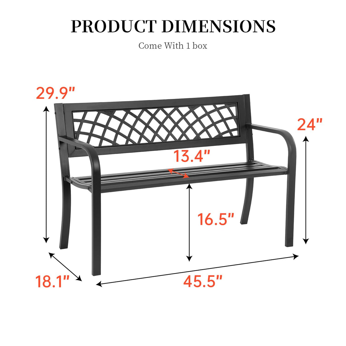 Black Outdoor Garden Bench H30722