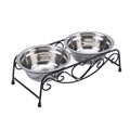 Double Stainless Steel Elevated Dog Bowls with Iron Stand A26155