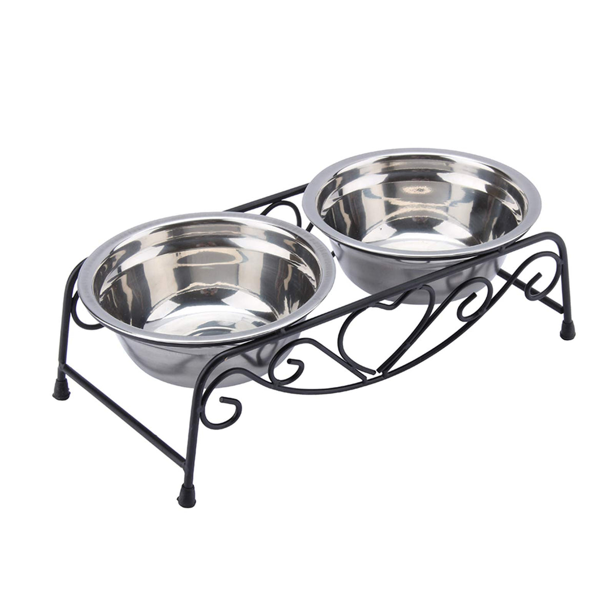 Double Stainless Steel Elevated Dog Bowls with Iron Stand A26155