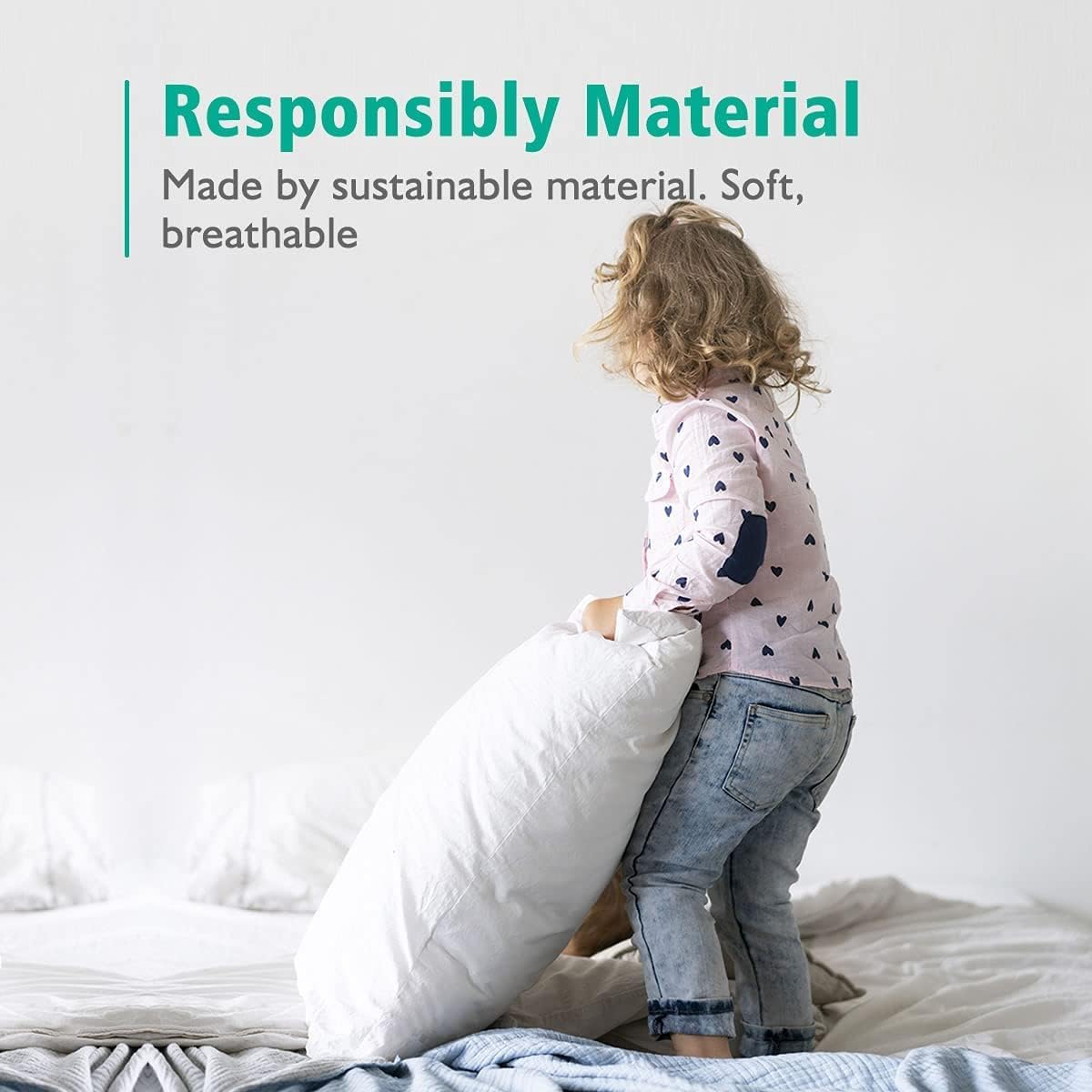 Organic Feather Down Pillows Set of 2 King Size 100% Cotton Cover G9583