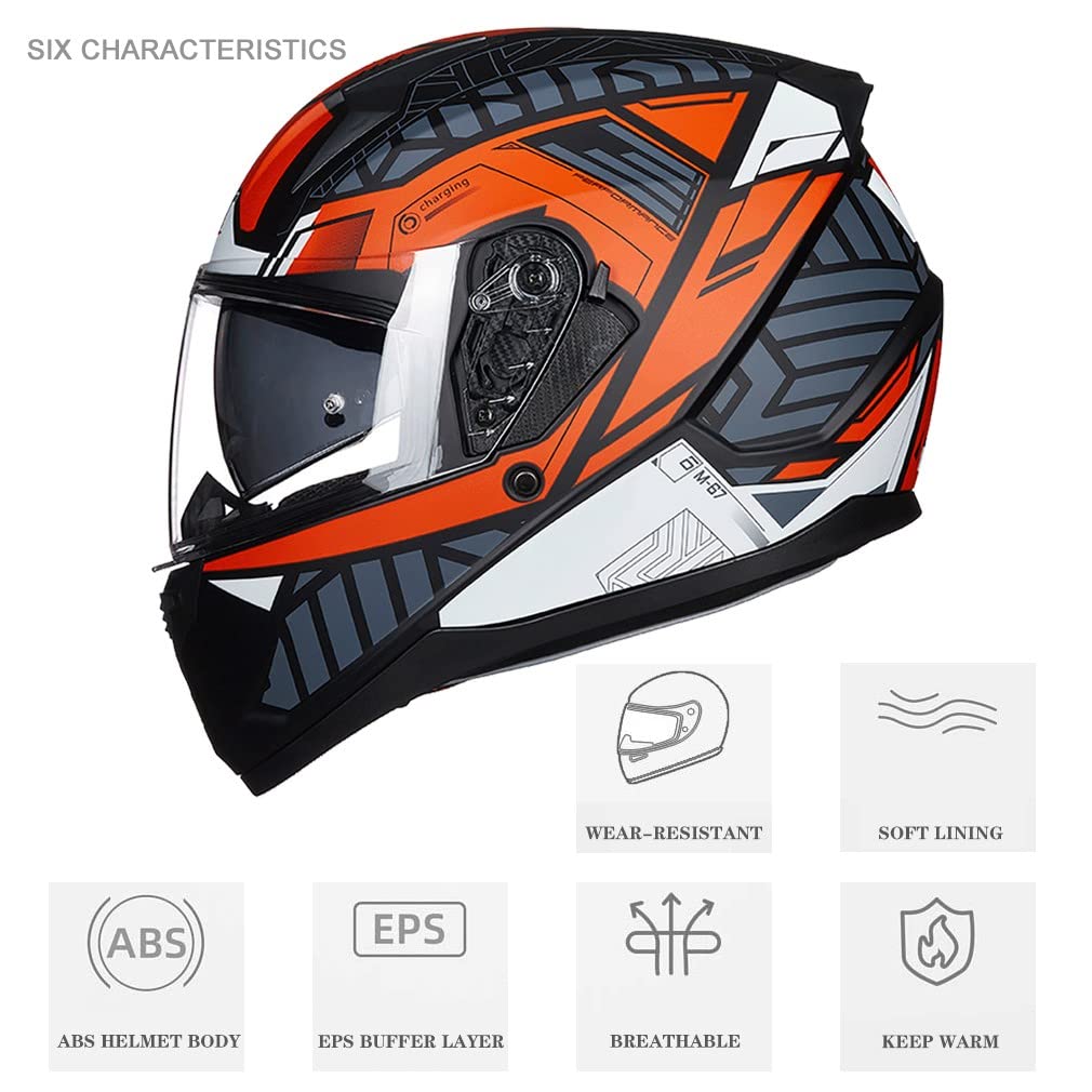 Bluetooth Motorcycle Helmet Anti-Fog Flip Up Full Face DOT Approved L607