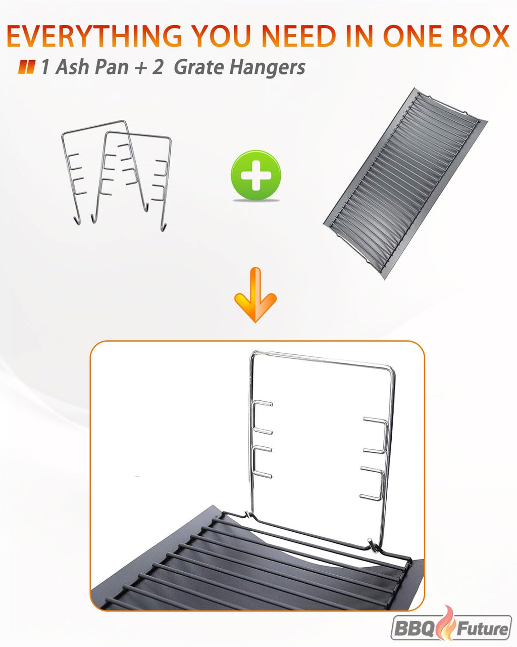 27 inch Porcelain-coated Steel Ash Pan with 2pcs Fire Grate Hanger B82980