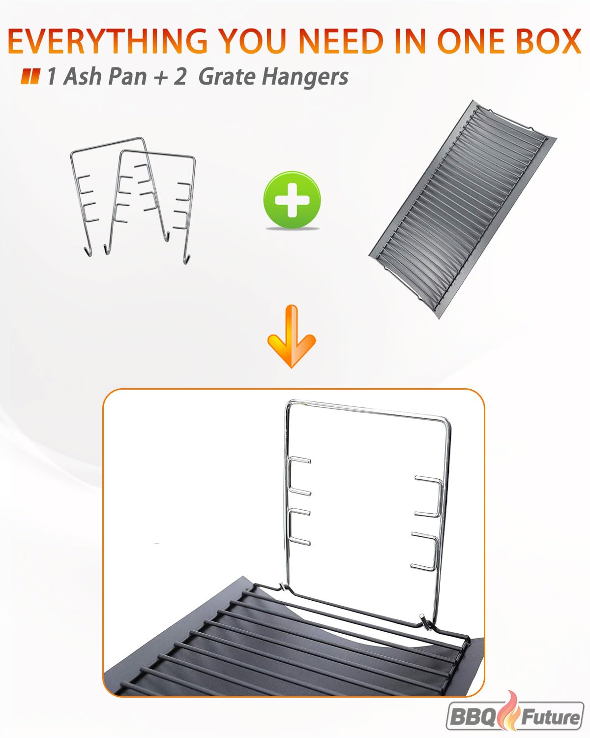 27 inch Porcelain-coated Steel Ash Pan with 2pcs Fire Grate Hanger B82980