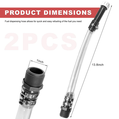 2PCS Clear Fuel Filler Jug Hose Quick Fill Spout I4982