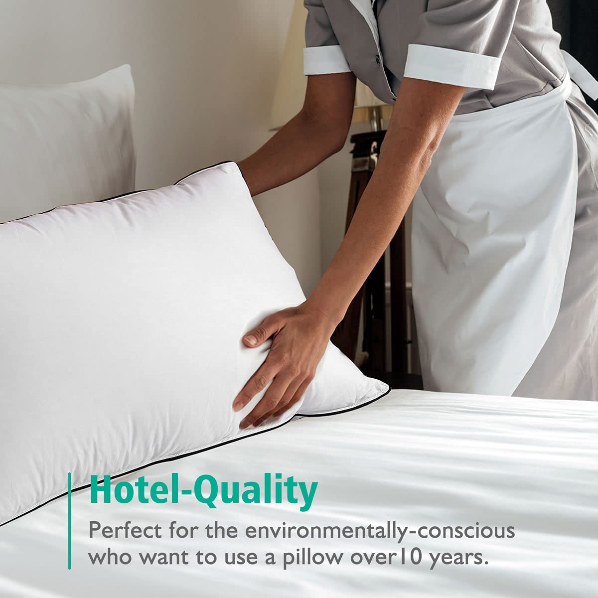 Organic Feather Down Pillows Set of 2 King Size 100% Cotton Cover G9583