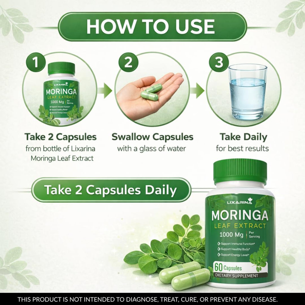 Moringa Capsules Organic 1000MG 60 Count Pack-2 Z800846