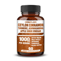 90 Vegan Capsules Ceylon Cinnamon Turmeric Apple Cider Vinegar Ashwagandha K179