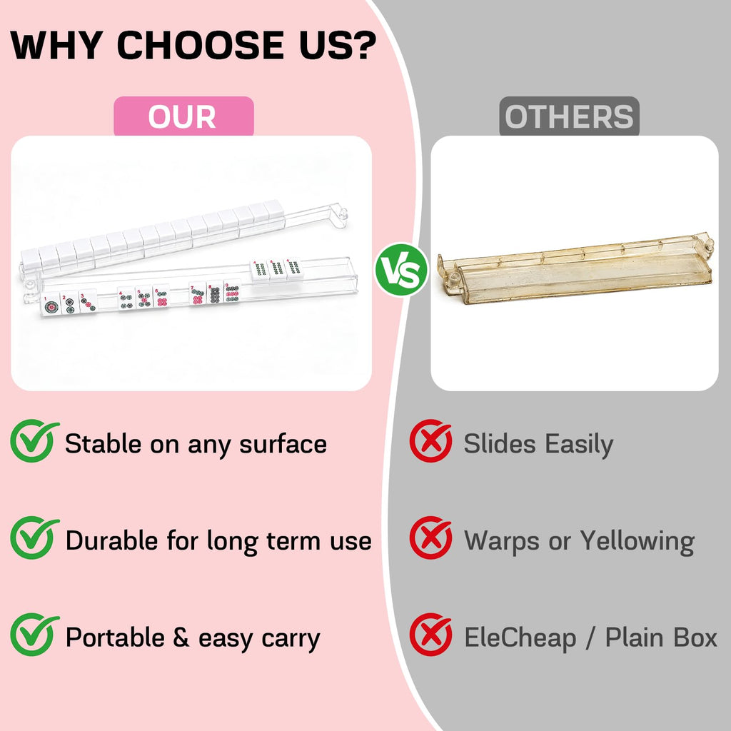 Clear Acrylic Mahjong Racks with Pushers Set of 4 V2154