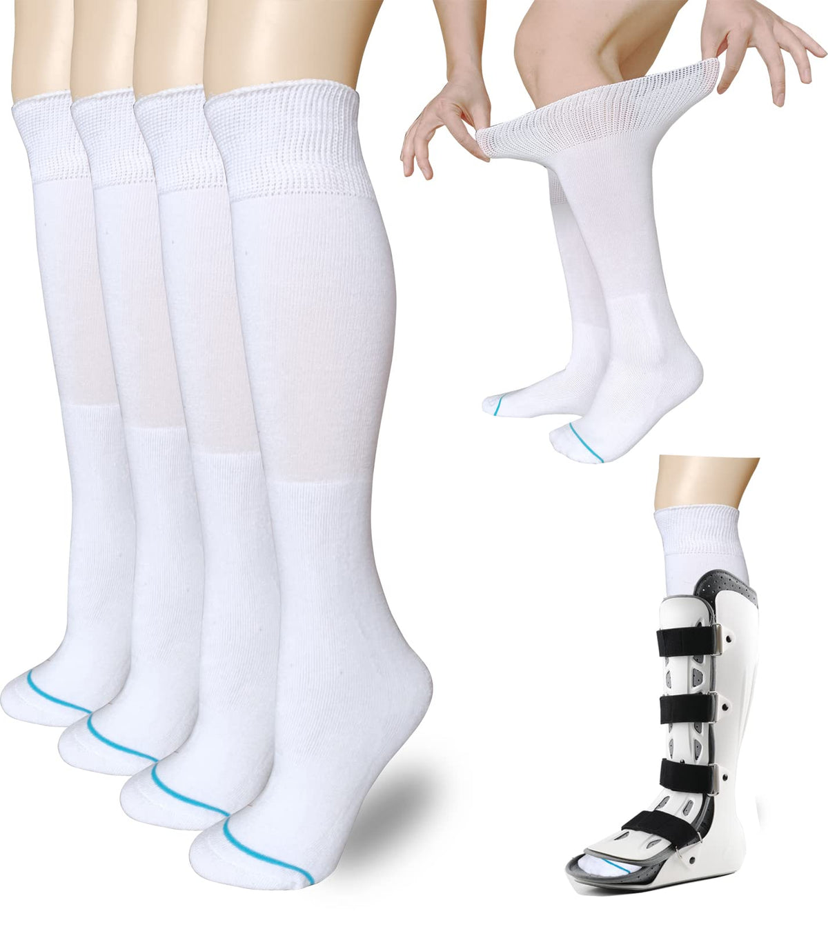 White 2 Pairs Medical Tube Socks Y8166