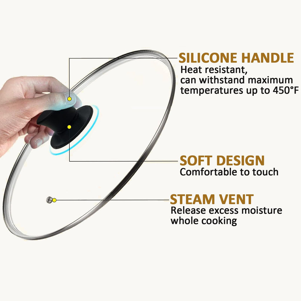 Tempered Glass Lid with Heat Resistant Handle 10.25 In V269