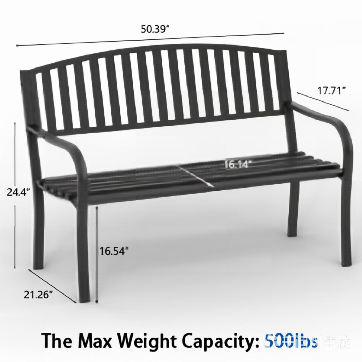 50'' Weatherproof Cast Iron Metal Outdoor Bench I65111