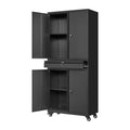 Black Metal Rolling Storage Cabinet with Locking Doors and 1 Drawer M702