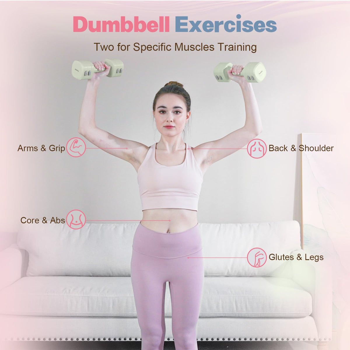 Adjustable Dumbbell Set, 2-in-1 Dumbbells & Kettlebell V41021