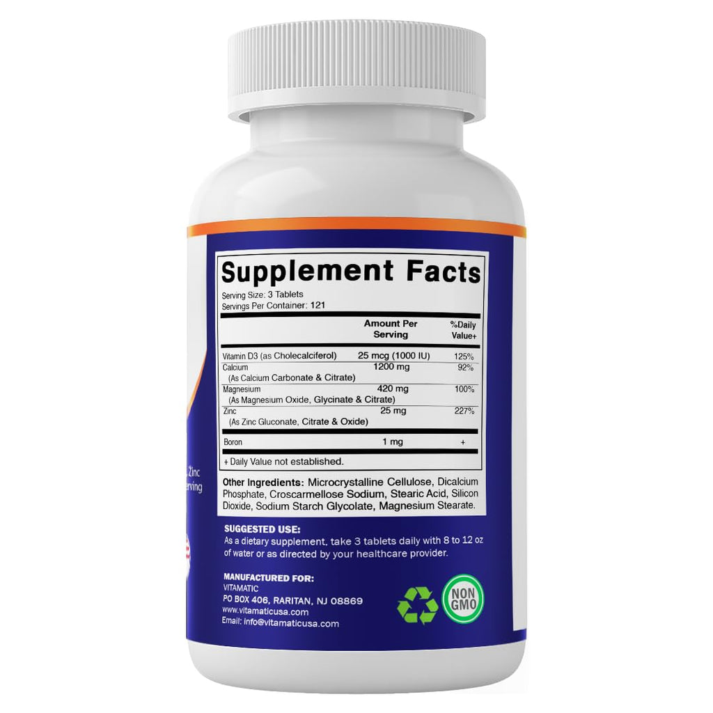 Calcium Magnesium Zinc D3 Boron 365 Coated Tablets Supplement V8307