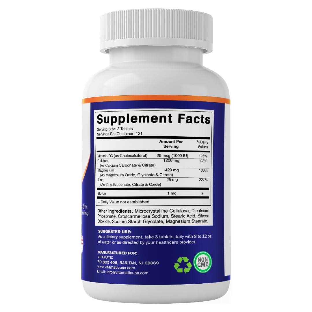 Calcium Magnesium Zinc D3 Boron 365 Coated Tablets Supplement V8307