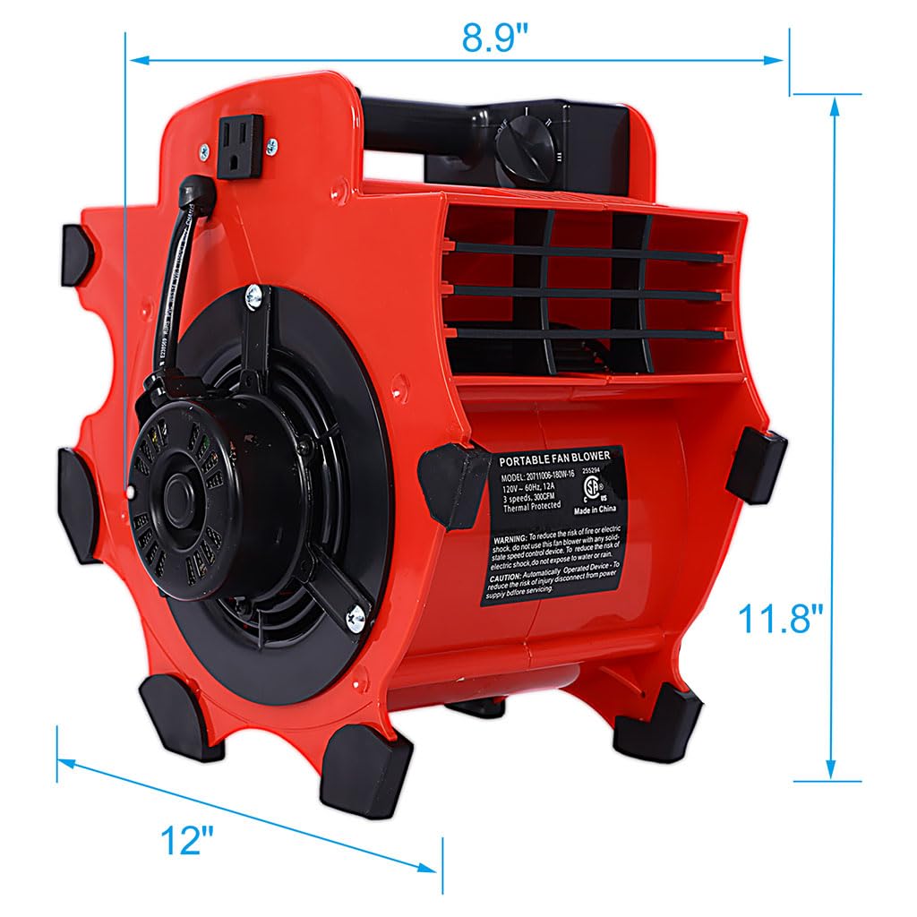 3-Speed Heavy-Duty Portable Air Mover Floor Fan and Carpet Dryer X25686