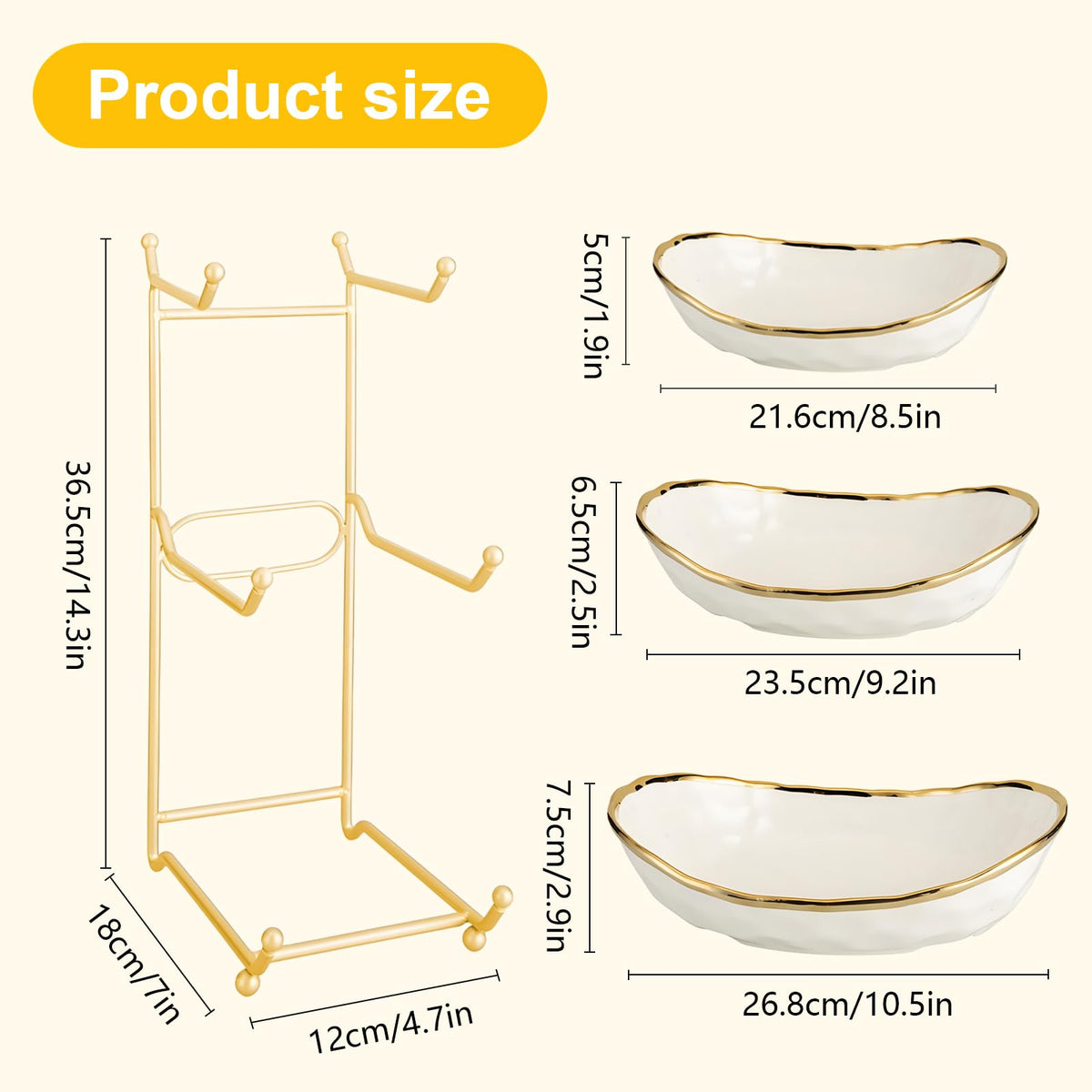 3-Tier Ceramic Fruit Bowl with Stand Z804