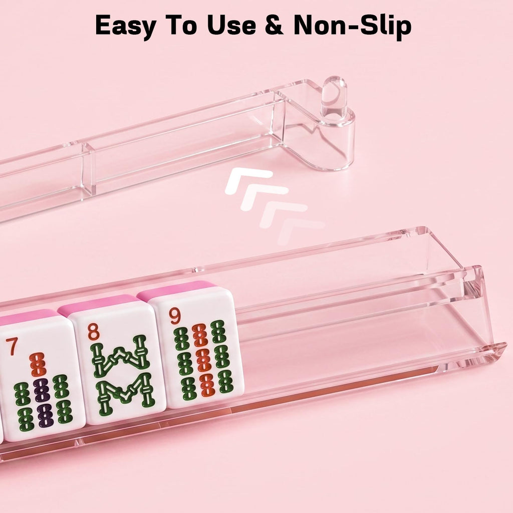 Clear Acrylic Mahjong Racks with Pushers Set of 4 V2154