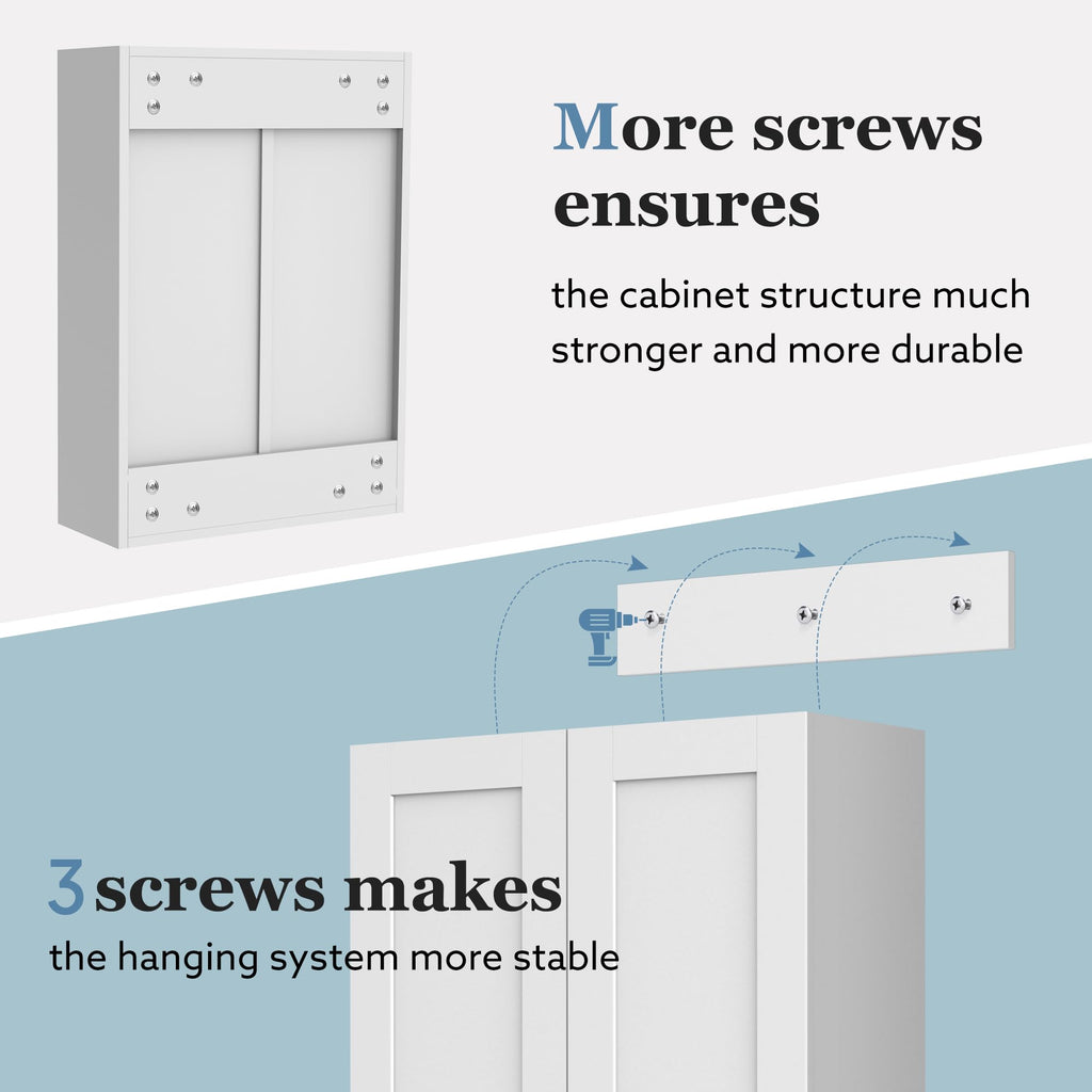 Wall Mounted White Bathroom Storage Cabinet 20x28 inch Q617307