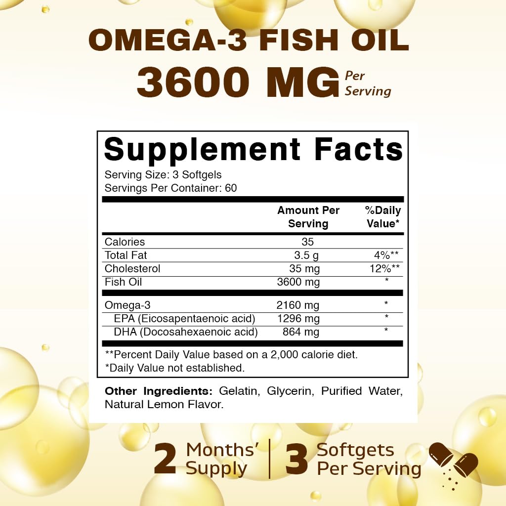 Omega 3 Fish Oil 3600mg Softgels B175288