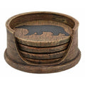 Black Bear Coaster Holder with 4 Round Coasters B9962