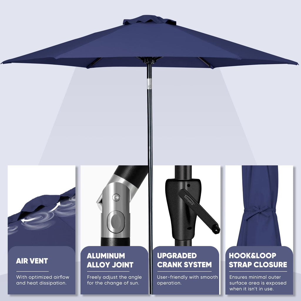 Patio Market Outdoor Table Umbrella with Push Button Tilt and Crank F433280