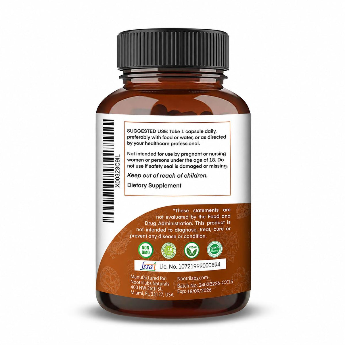 90 Vegan Capsules Ceylon Cinnamon Turmeric Apple Cider Vinegar Ashwagandha K179