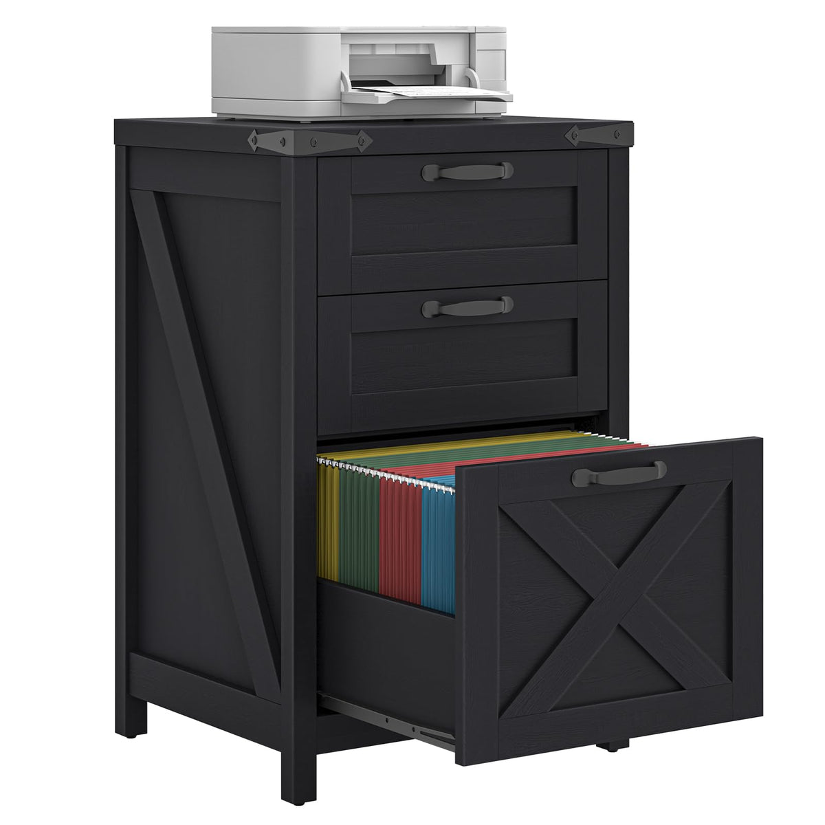 Black 3 Drawer File Cabinet W457069