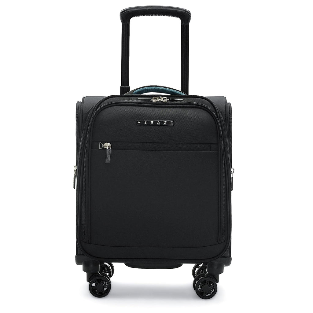 14 inch Black Softside Underseat Carry On Luggage with Wheels N224