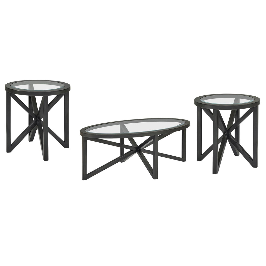 46" Oval Glass Coffee Table with Tempered Glass Top and Wood Base E908