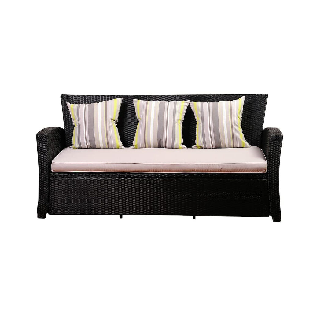 Light Grey Cushions Wicker 1-Piece Patio Sofa P322957