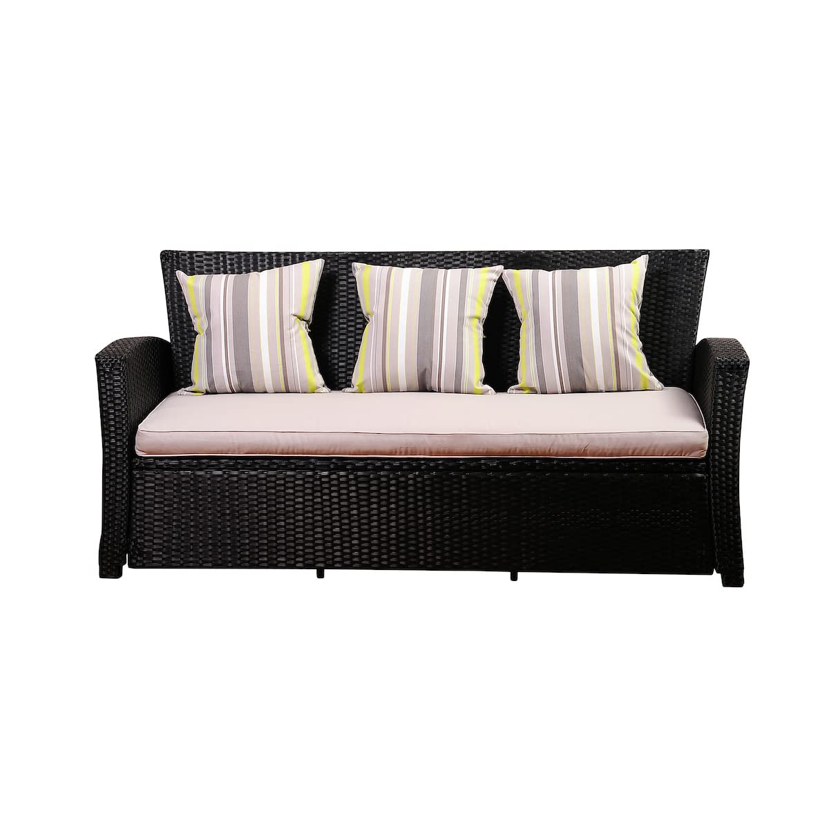 Light Grey Cushions Wicker 1-Piece Patio Sofa P322957