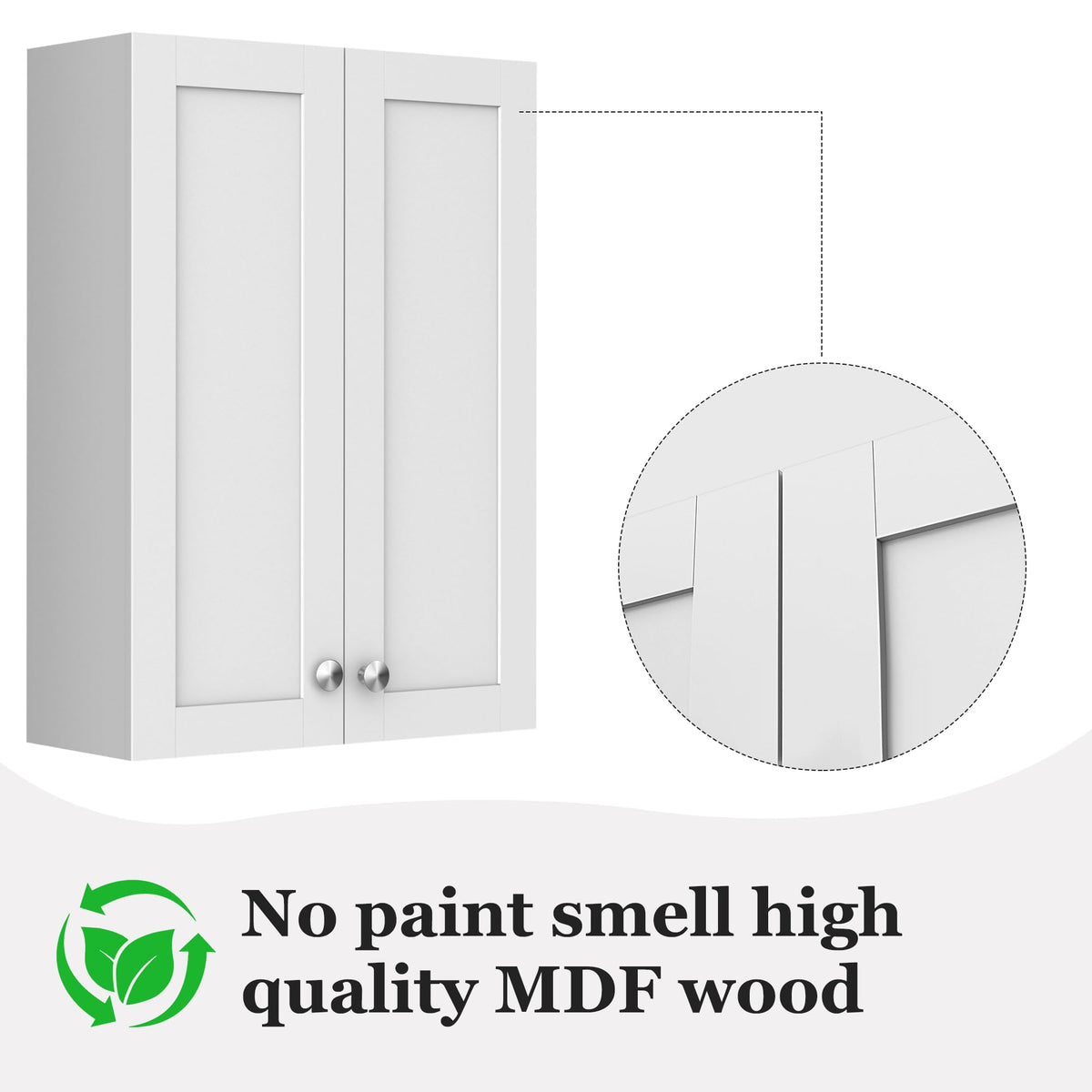Wall Mounted White Bathroom Storage Cabinet 20x28 inch Q617307