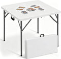 34'' White Folding Card Table with Handle & Steel Legs C182