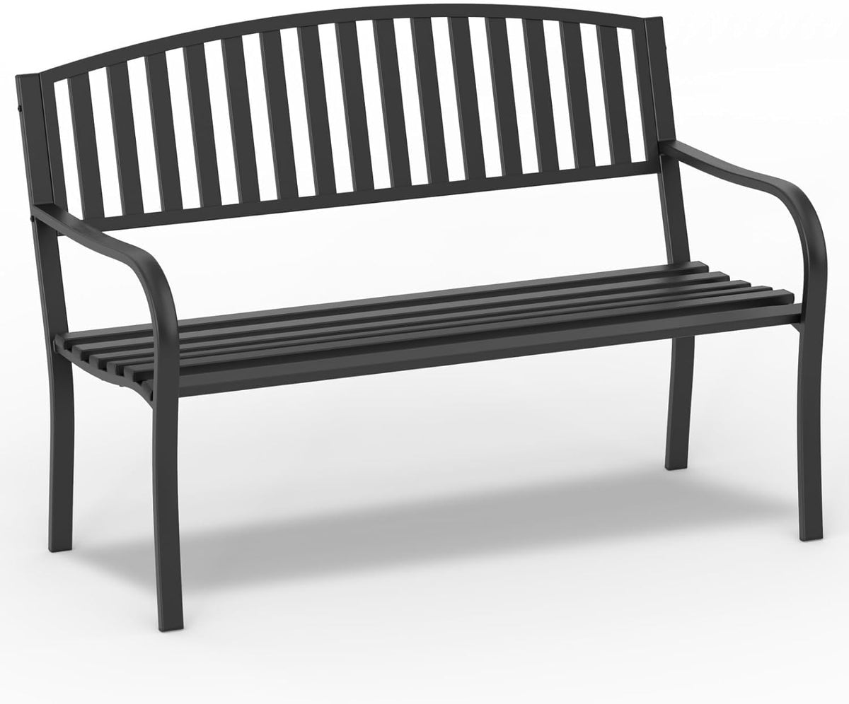 50'' Weatherproof Cast Iron Metal Outdoor Bench I65111