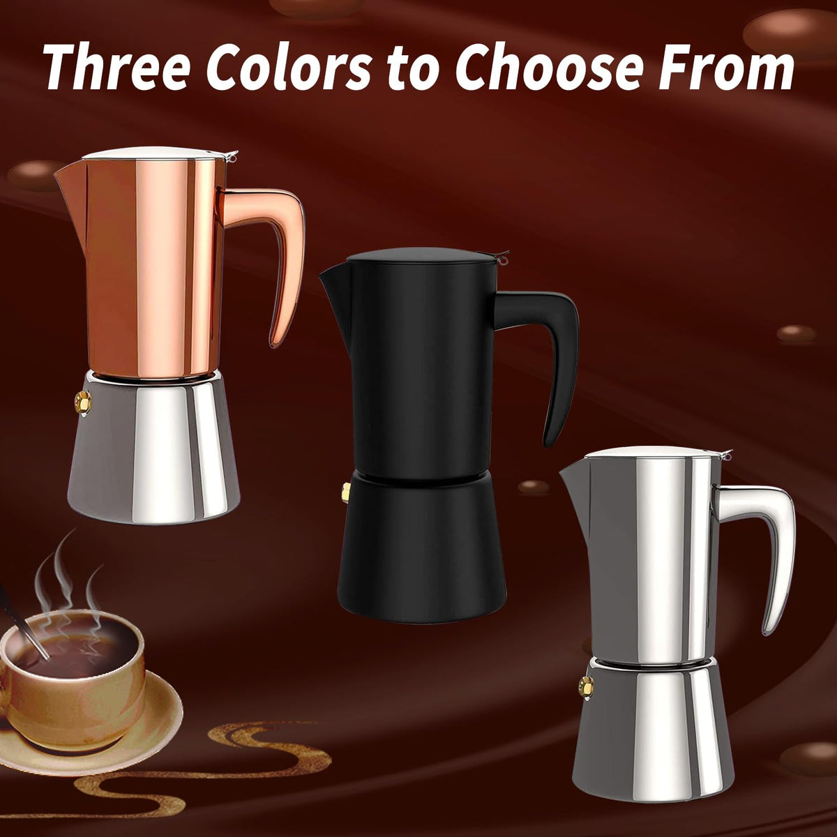 Stainless Steel Moka Pot Espresso Maker 6 Cups J3621