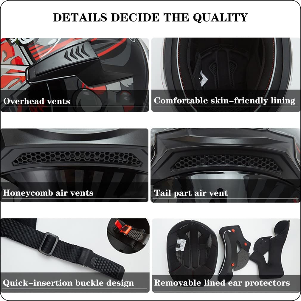 Bluetooth Motorcycle Helmet Anti-Fog Flip Up Full Face DOT Approved L607