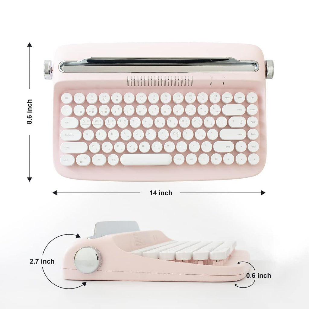 Wireless Retro Typewriter Bluetooth Keyboard Baby Pink Y53080