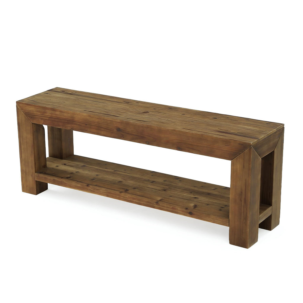 Solid Wood 63" TV Stand with Open Storage Shelves K567992