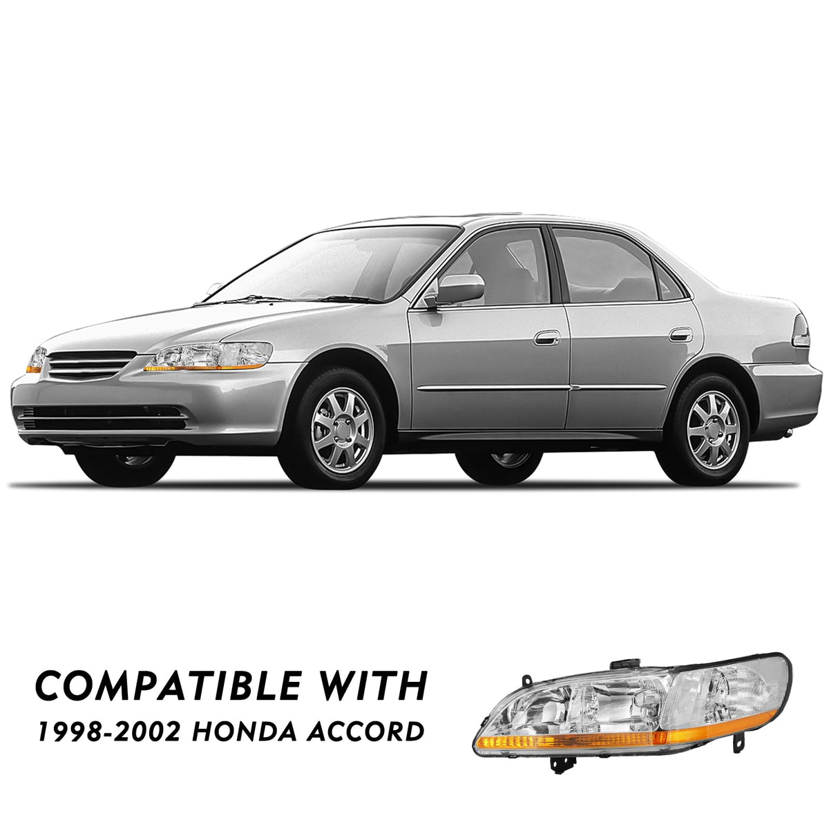 Headlight Assembly with Chrome Housing and Amber Reflector (L+R) C48934