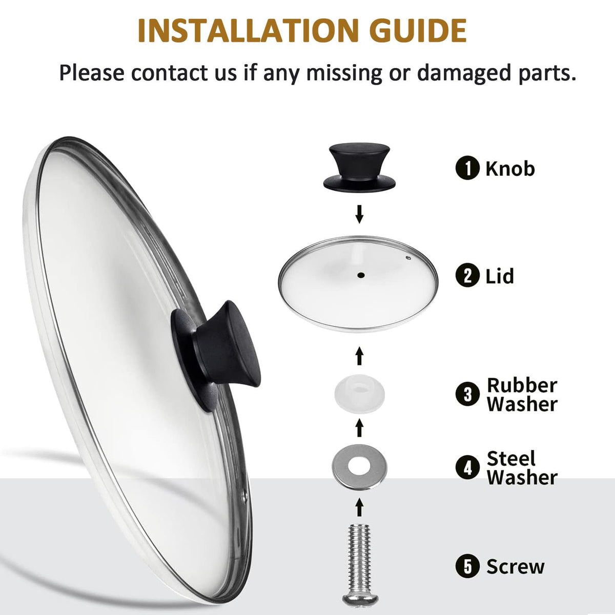 Tempered Glass Lid with Heat Resistant Handle 10.25 In V269